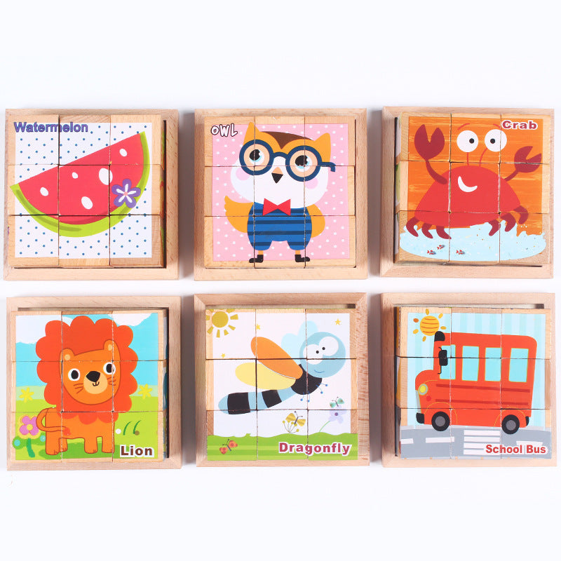 Wooden Jigsaw 3D Puzzle Six-face Picture